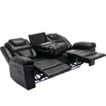 thumbnail image 2 of 3 Pieces Manual Recliner Sofa Sets, a Single Sofa, a Loveseat and a 3-seater Sofa with Center Console and Hide-Away Storage, Faux Leather Home Theater Seat with LED Light for Living Room, Black, 2 of 7