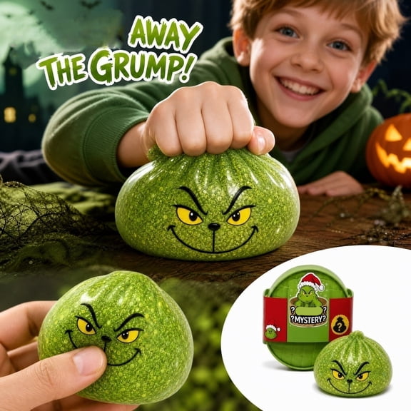 Christmas Green Monster Dumpling Squishy Toys Blind Box, Steamed Bun Stress Relief Fidget Toy, Holiday Mystery Party Favors (1 Set)