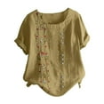 thumbnail image 4 of Green Womens Tops Blouse Size Shirt Floral Women Plus Top Sleeves Embroidered Short Plus Size Tops Shirts for Women, 4 of 4