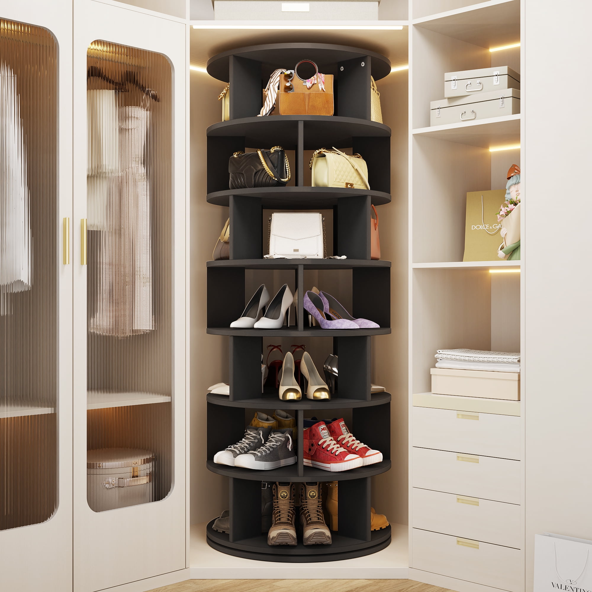 Shoe Organizer Closet Corner Shoe Lazy Susan Homieasy 7-Tier