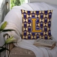 thumbnail image 3 of Letter L Football Purple and Gold Fabric Decorative Pillow, 3 of 4