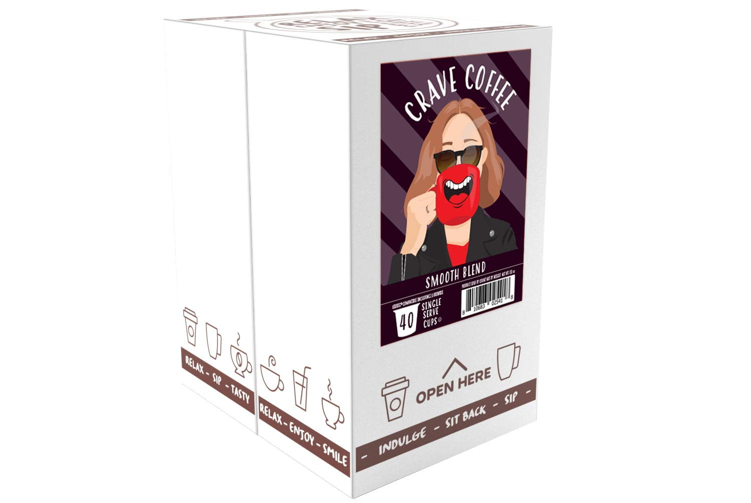 Crave Beverages Smooth Blend Coffee Pods - Colombian, Medium Roast, for Keurig K Cup Brewers, 40 Count