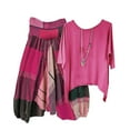 thumbnail image 2 of Fankiway Ensemble de Vêtements pour Femmes Col Rond Imprimé Demi-Manche Pull + Pantalon Ensemble 2 Pcs, 2 of 8