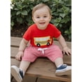 thumbnail image 4 of Newborn Toddler Baby Boy Summer Outfits Short Sleeve Bus/Train Embroidery T-Shirt + Shorts Set Toddler Clothes, 4 of 9