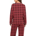 thumbnail image 4 of Womens Pajama Set Fashion Plaid Print Comfortable Sleepwear with Pants Casual Crew Neck Long Sleeve Pajamas Womens Summer Pajamas, 4 of 7