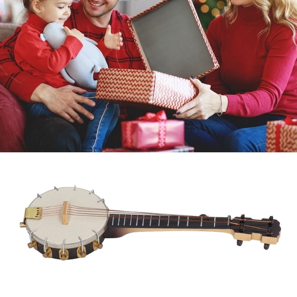 Mini instrument de musique Ornements Mini Banjo Miniature Banjo Modèle Multifonction avec Support Boîte pour Cadeau Décoratif Mini instrument de musique Ornements Mini Banjo Miniature Banjo Modèle Multifonction avec Support Boîte pour Cadeau Décoratif