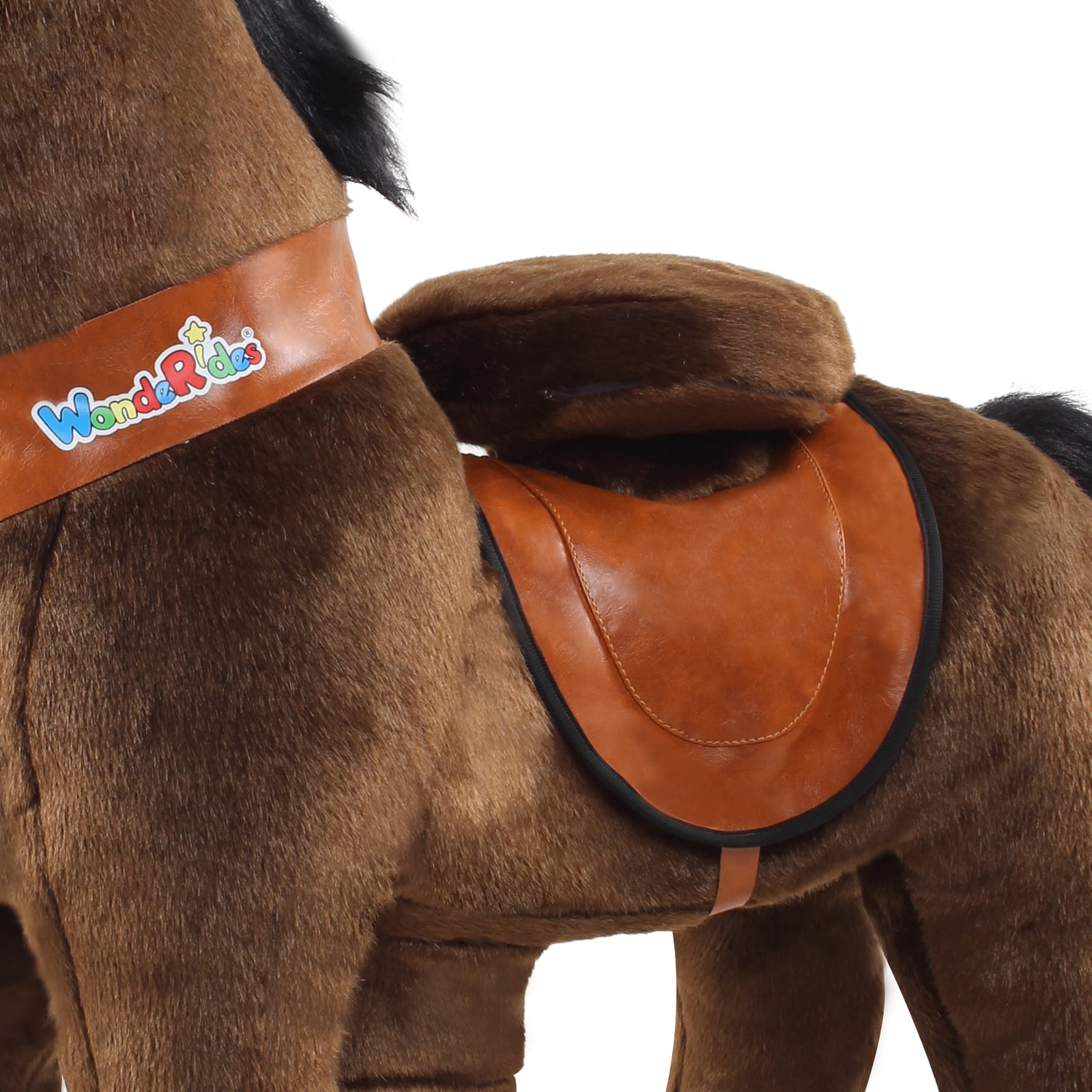 WondeRides Ride on Rocking Horse Boys Toy Chocolate, Plush Walking Animal Ride on Pony Cycle Mechanical Riding Horse for Kids Age 3-5