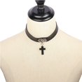 thumbnail image 4 of 2 uds. Collar de estrangulamiento gótico punk negro para mujer, collar de cuero pu con remache de corazón, collar de cadena suave ajustable (la cruz), 4 of 5