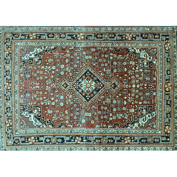 Ahgly Company Indoor Rectangle Persian Light Blue Traditional Area Rugs, 5' x 7'