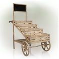 thumbnail image 4 of Alpine Corporation MBB100 59" Tall Indoor/Outdoor Wooden Cart Plant and Display Stand with Chalkboard, Rustic Fir Wood Garden Planter Decor, Light Brown, 4 of 12