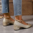 thumbnail image 5 of Quaouag Women's Dress Mary Jane Shoes Low Block Heels Closed Pointed Toe Office Work Church Wedding Pumps, 5 of 7