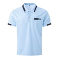 thumbnail image 4 of Huresd Men's Golf Polo Shirts Short Sleeve Collar Shirt Light Blue 3XL, 4 of 5