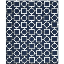 SAFAVIEH Dhurrie Sheldon Geometric Shapes Wool Area Rug, Navy/Ivory, 4' x 6'