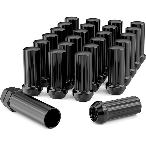 24pcs Wheel Lug Nuts 1pcs Socket M14x2.0 Wheel Lug Nuts Black Thread XL Spline Lug Nuts Replacement for 2003-2014 Ford F150 Expedition Lincoln Navigator