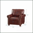 thumbnail image 4 of Single-Seat Burgundy Faux Leather Sofa – Round Arms, Solid Wood Legs for Living Room | Red | Wood | PU Leather, 4 of 6