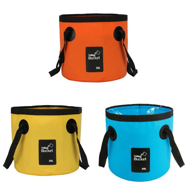 Contenedor Portátil Con Cubo Plegable 20L para Acampar Y Pescar () Naranja
