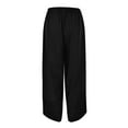 thumbnail image 5 of Pantalon Large en Lin pour Femmes Ample Fuselé Court Taille Élastique, 5 of 5