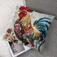 thumbnail image 7 of PIKWEEK Vintage Rooster Farmhouse Style Pillow Covers Rustic Cock Cushion Covers with Geometric Pattern Country Home Decorative Cotton Pillowcases A set of two  Multiple specifications White, 7 of 7