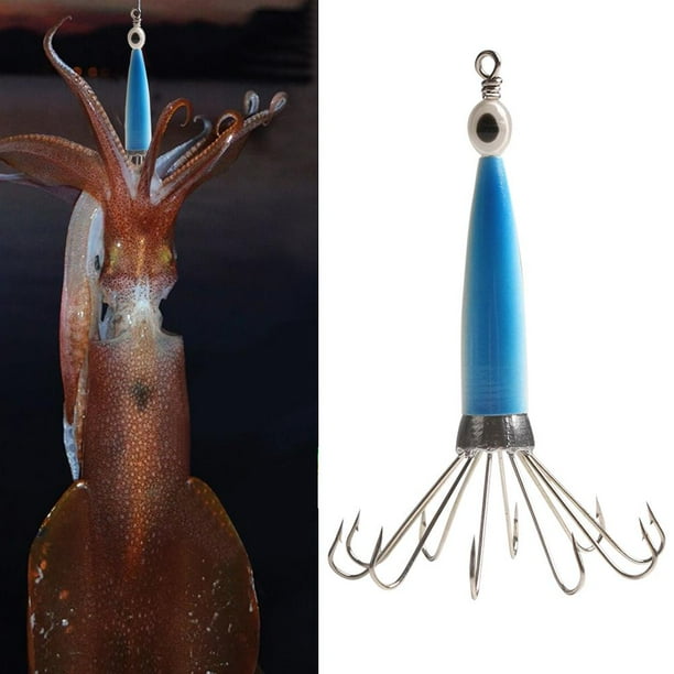 Pesca Squid Jig Pesca Señuelo Gancho Pulpo Cebo duro artificial (Azul luminoso 10 Garra) Ehuebsd Para Estrenar