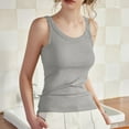 thumbnail image 5 of Tank Tops for Women Built-in Bra Tank Tops Casual Crew Neck Sleeveless T Shirts Ribbed Fitted Summer Tops New Gray XXL, 5 of 6