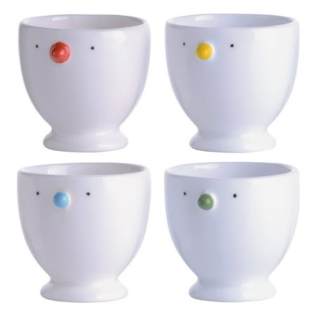 Porcelain Egg Cup Set - Cordon Bleu Set of 4 Porcelain Chick Egg Cups - Microwave Safe - Gift Boxed, Adorable