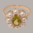 thumbnail image 5 of LBG British Made 14k Rose Gold Natural Peridot & Cultured Pearl Womens Statement Ring - 33 size options - Size 4.25, 5 of 6