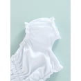 thumbnail image 5 of LMLYSoH Girl's Two-Piece Suit, Toddler Kid Girl Ruffle Trim Drawstring Pleated Short Sleeve Tops + Patchwork Mesh Shorts, 5 of 9
