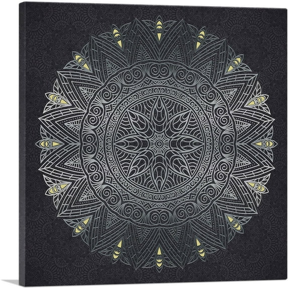 ARTCANVAS Art Deco Mosaic Design on Black Canvas Art Print - Size: 36" x 36" (1.50" Deep)