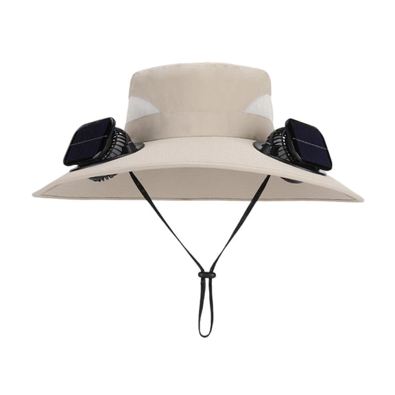 Votnto Solar-Powered Wide-Brimmed Fan Hat, Breathable Sun Protection Fishing Hat for Men, Adjustable UV-Blocking Outdoor Cap with Dual Fans for Hiking, Beach & Summer Activities