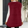 thumbnail image 4 of Stichou Womens Oversized Faux Fur Vests Sleeveless Open Front Cardigan Fuzzy Jacket Coat Outerwear 2025 Fall Winter Wine M, 4 of 4