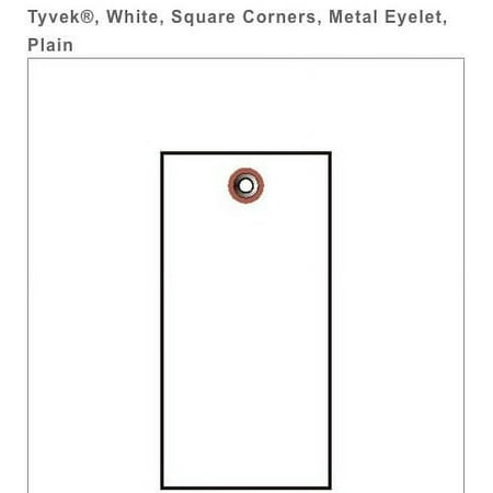 SHIPPING TAG, TYVEK,SZ#4 (2-1/8" X 4-1/4") WHITE, SQUARE CORNERS, METAL EYELET, PLAIN