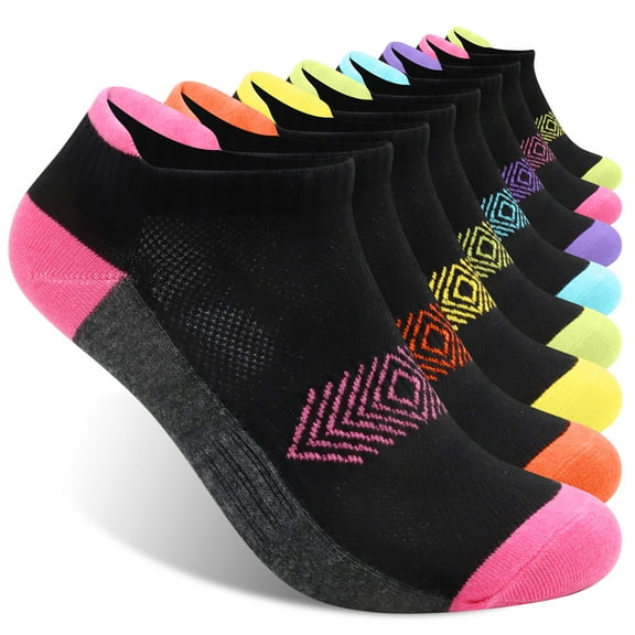 VEGCOO Ankle Hiking Socks, 8 Pairs Athletic Cushion Breathable No Show Socks for Walking Running