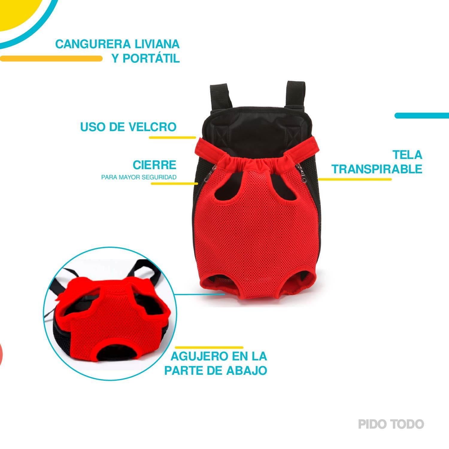 Bolsa Cangurera Transportadora Mochila para Mascota Mediana rojo 6.49 pulg Poli Pets PP CPMPK M Walmart en linea