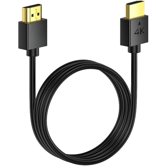 Slim HDMI Cable 3.3 ft, High Speed (4K@60Hz, 18Gbps), HDMI 2.0 Cord, Thin, Low-Profile Gold-Plated Connectors - 2K, HDR, ARC, 3D, for Gaming Monitor, TV, X-Box, PS5/4/3 (3.3 Feet)