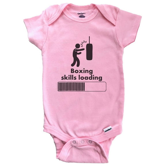 Boxing Skills Loading Funny Baby Bodysuit (Pink), 0-3 Months