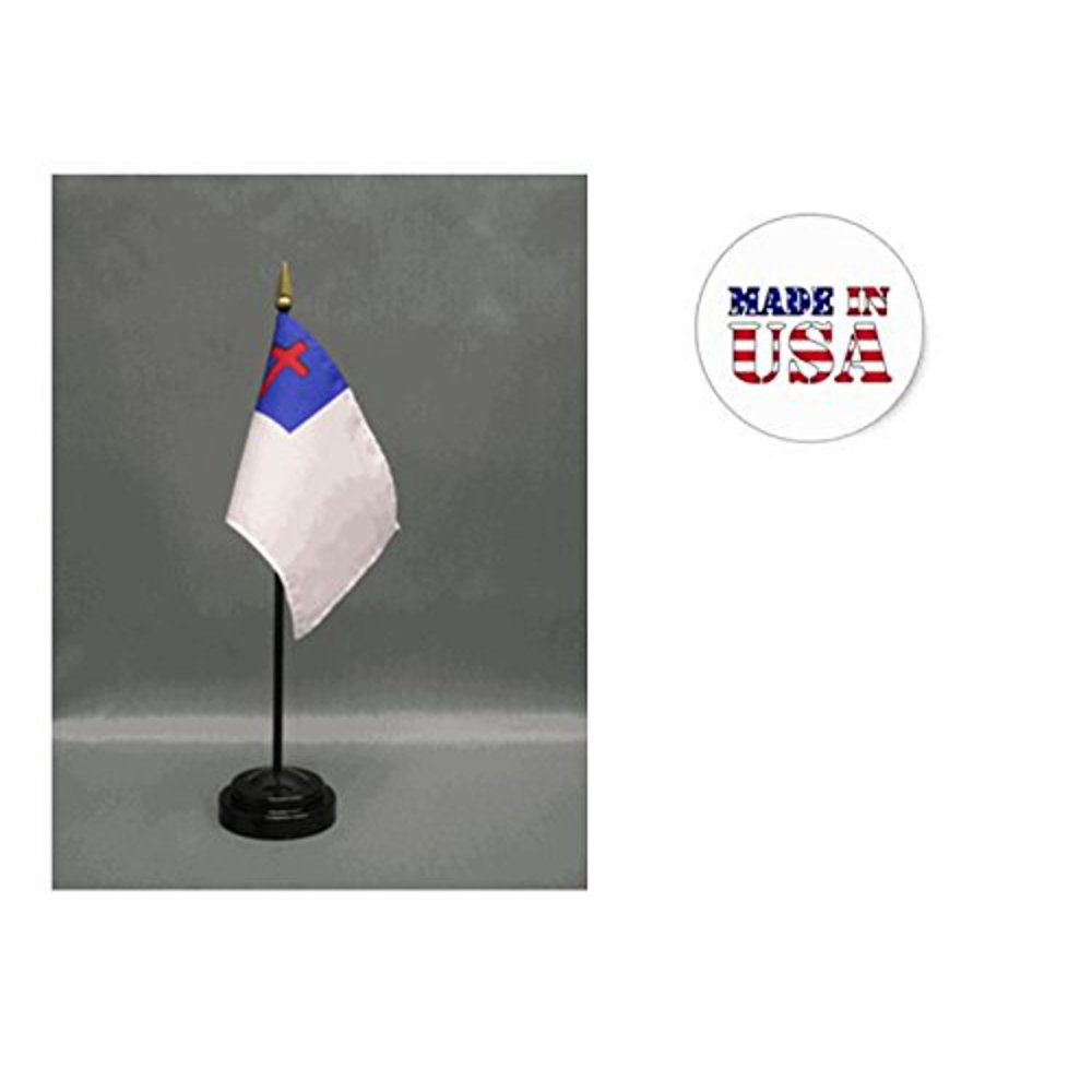 Made in the USA. 2 Christian 4"x6" Miniature Desk & Table Flags