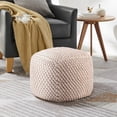 thumbnail image 1 of Loft Lyfe Yousuf Cotton Yarn Pouf, Ivory, 1 of 6