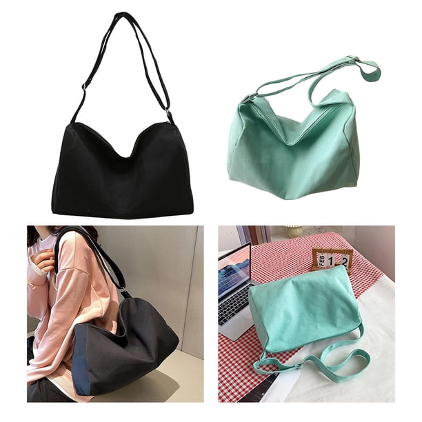 2x bolso de mano de moda para mujer, bolsos de lona de gran capacidad, bolso de mano con correa ajustable, bolso de hombro ligero para viajes, compras en la playa en la negro Yinane bolsos de hombro de las mujeres