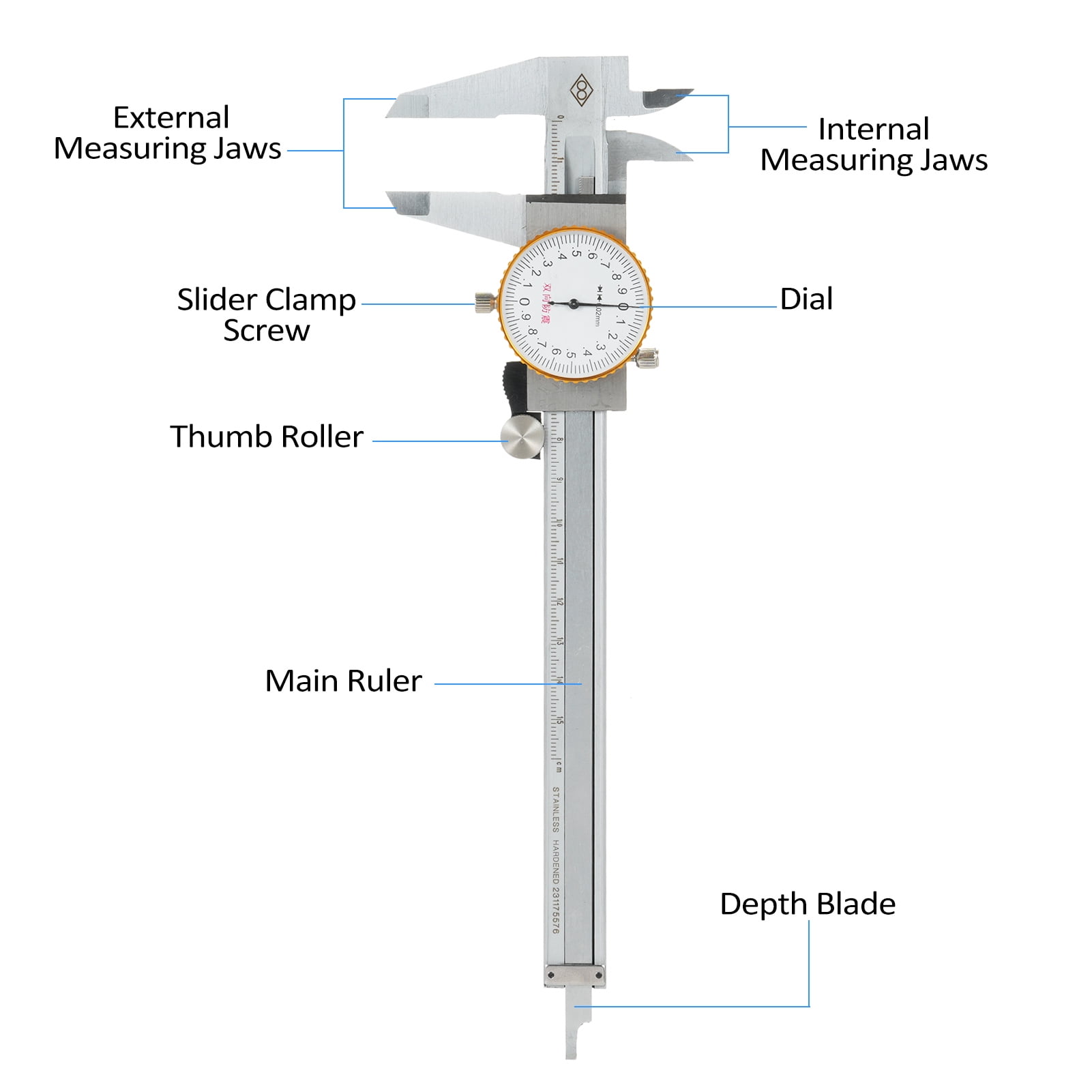 Vernier caliper,Steel Vernier Precision Stainless Caliper Dial Calipers Vernier Caliper 0.02mm Tool Calipers Precision 0-150mm 0.02mm Precision Dial Tool Steel Dial Vernier 0.02mm Dial Caliper