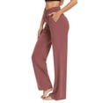 thumbnail image 4 of MIXUE Linen Pants Women Solid Color Wide Leg Drawstring Baggy Sweatpants High Waisted With Pockets Loose Yoga Trousers Womens Pants Outwear,Red,XL, 4 of 6