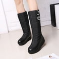 thumbnail image 2 of Mepaouo Waterproof Snow Boots for Women Mid Wide Calf Platform Outdoor Walking Winter Boots(Black,5.5), 2 of 7