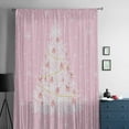 thumbnail image 5 of Pink Christmas Tree Semi Sheer Curtains Drapes for Living Room, Bedroom, French Doors Window 108 Inches Long, Winter Balls Snowflake Xmas Tree Rod Pocket Chiffon Curtain Drapery Voile Drape Panel, 5 of 6