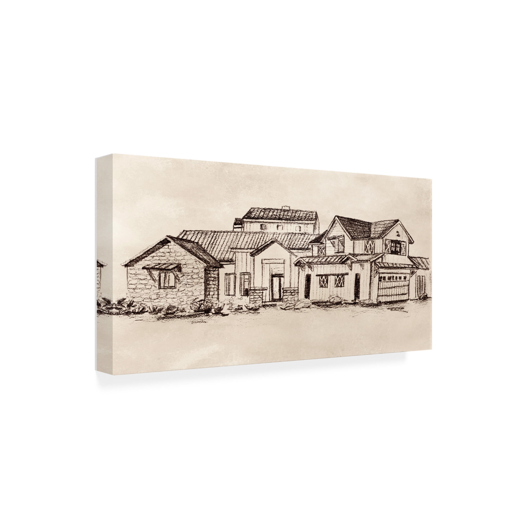Canvas Wall Art - Melissa Wang 'Village at Sunset I' Wall Art for Living Room, Bedroom, or Office Décor by Trademark Fine Art - 47 x 24 Inches