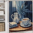 thumbnail image 5 of 4 Piece Shower Curtain Sets Bathroom Sets with Curtain Rug Toilet Cover And U Shaped Mat Coffee Kitchen Durable And Waterproof Vintage Style Coffee for Bathtub Decor, 5 of 8