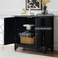 thumbnail image 3 of ANHDAH Vintage Solid Wood Buffet Cabinet - Natural Veneer, Water-Based Paint, 2 Doors & Shelves for Dining Room, Entryway Storage, 3 of 7