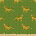 thumbnail image 2 of Ambesonne Leopard Fabric by the Yard Upholstery, Cartoon Happy Wild Animals, 2 Yards, Olive Green Marigold and Grey, 2 of 5