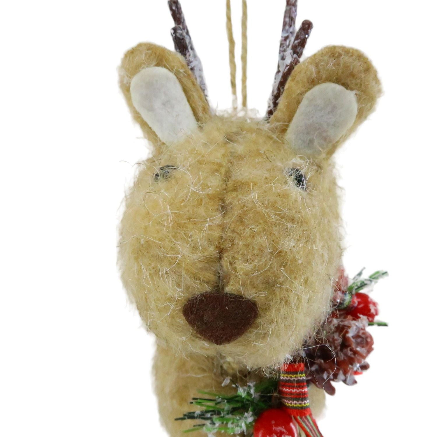 Holiday Time Brown Fabric Reindeer Ornament