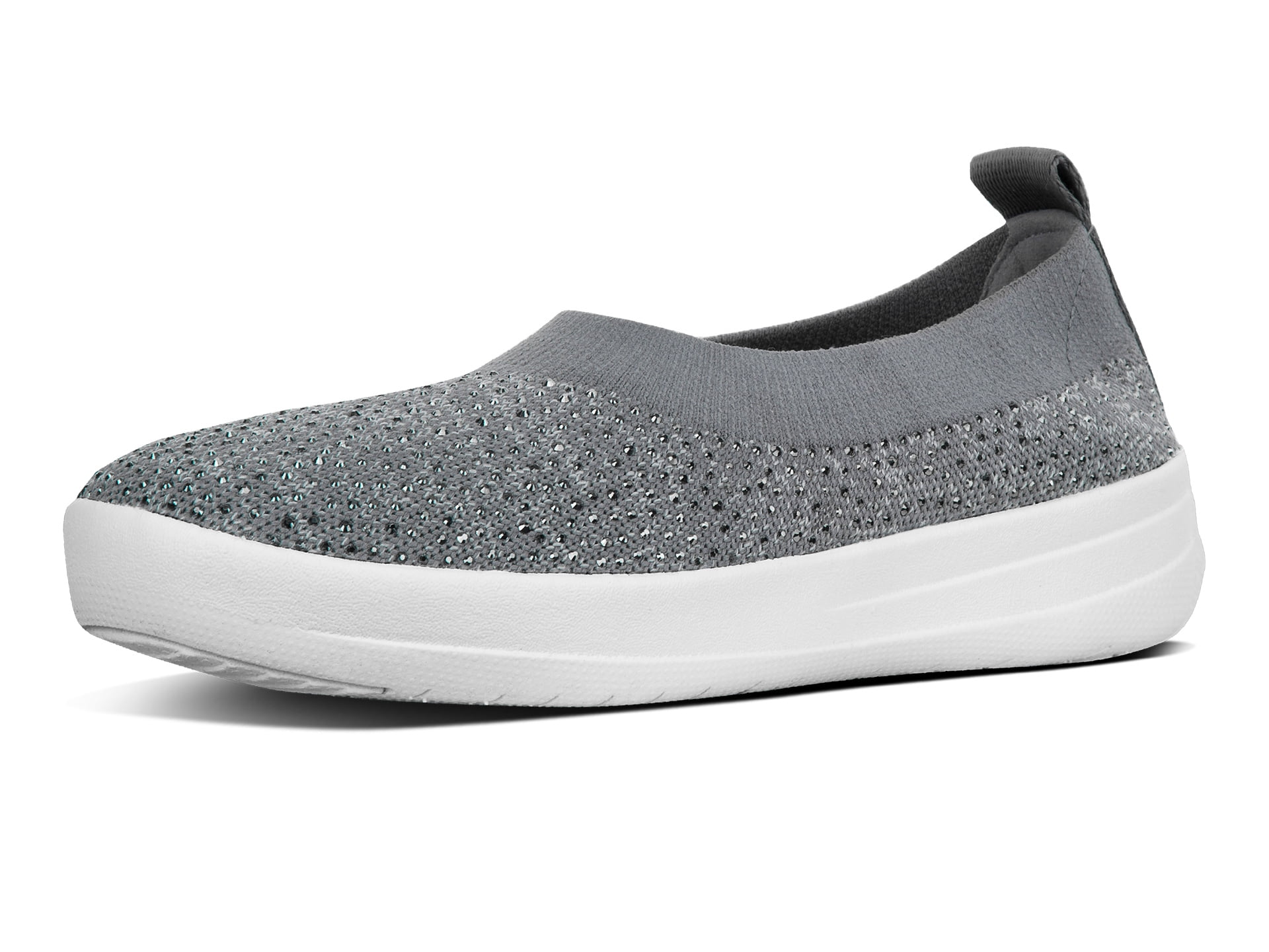 FitFlop™ Women's Uberknit™ Ballerina - Crystal, Charcoal/Dusty Grey, 10 ...