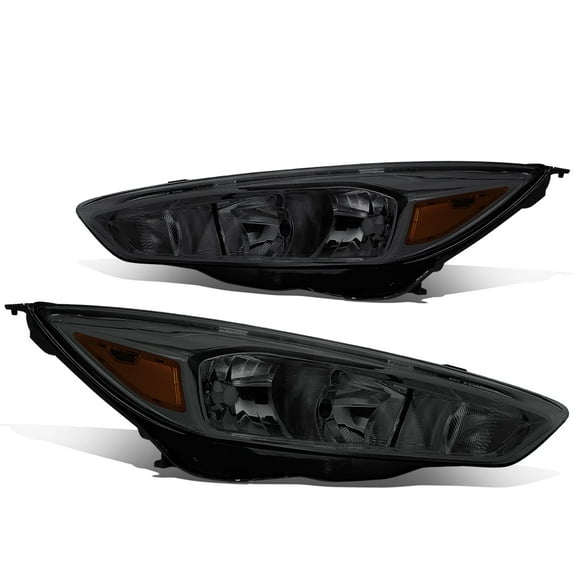 DNA MOTORING  For 15-18 Ford Focus OE Style Smoked Amber Corner  Headlight Lamps Pair