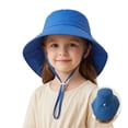 thumbnail image 4 of Oiyii Toddler Girls Adjustable Bucket Hats Solid Chin‑Cord Outdoor Sun Hats, Blue, 4 of 4
